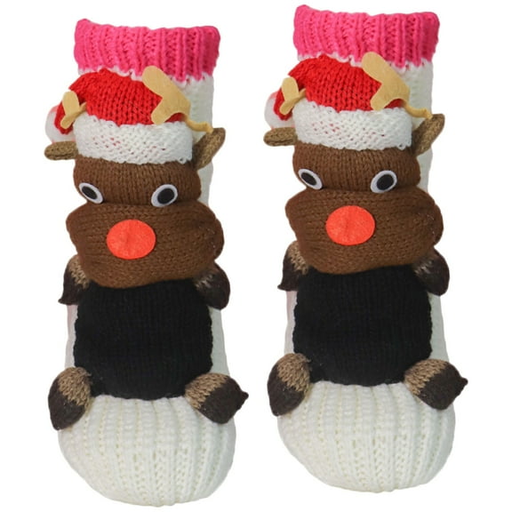 CUZIBR Wool Socks For Women Cute Cartoon Animal Pattern Crew Socks Fuzzy Lined Cozy Slipper Socks Winter Warm Comfy Dailywear,White,One Size