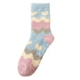 thumbnail image 1 of CUZIBR Wool Socks Thick Fuzzy Lined Cute Pattern Striped Print Crew Socks Grip Cozy Comfort Plush Winter Warmth Slipper Socks Fuzzy Socks,Light Blue,One Size, 1 of 3