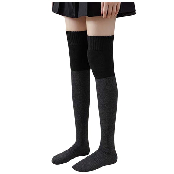 CUZIBR Wool Socks For Women Solid Color Thigh Pantyhose High Socks Extra Long Stocking Leg Warmers Solid Color Slim Over The Knee Stockings Fuzzy Socks,Grey,One Size