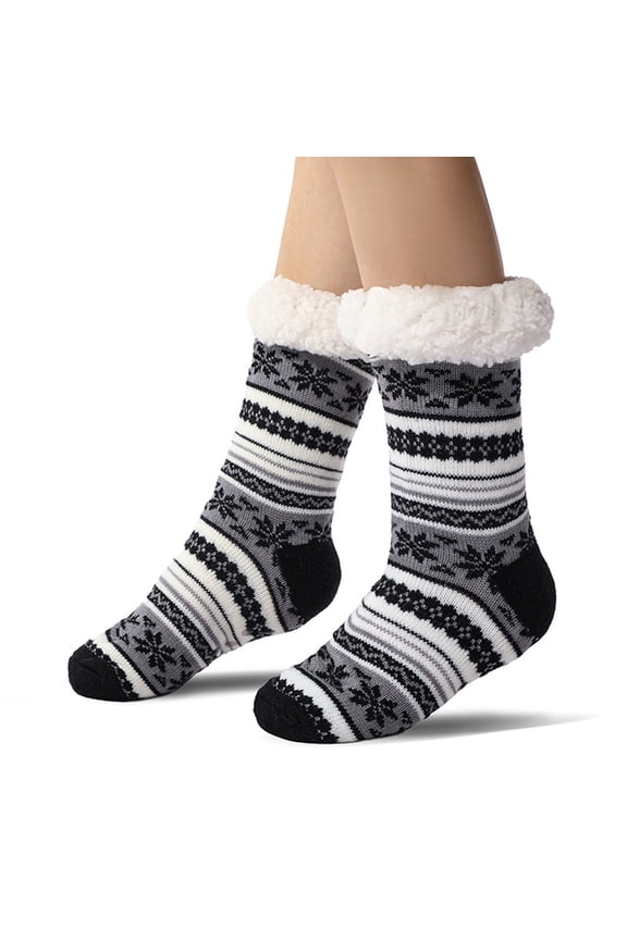 Wool Socks For Women Winter Fuzzy Thick Funny Graphic Thermal Grips Socks Ankle Boot Slipper Non Slip Lined Knitted Warm Soft Breathable Lightweight Footwear,Grey,One Size