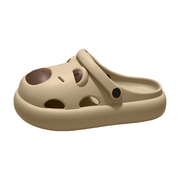 CUZIBR Youth Kids Boys Girls Garden Clogs Shoes Cute Cartoon Animal Pattern Anti- Summer Water Sandals Outdoor Indoor Casual Beach Comfy Lightweight Stylish Dailywear,Khaki,11-12 Years