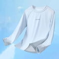 thumbnail image 1 of CUZIBR Youth Kids Girls Shirts Summer Soft Breathable Rash Guard Long Sleeve Solid Color Round Neck Athletic Tshirts Breathable Uv Sun Protection Lightweight Swim Shirts Tops,Light Blue,3-4 Years, 1 of 3