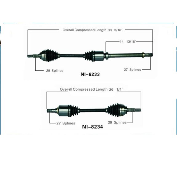 CV Axle Assembly for Nissan for Altima 2.5L 2007-2012 Auto Transmission - Perfect for Fit for NI-8234, NI-8233, 93056, 93058