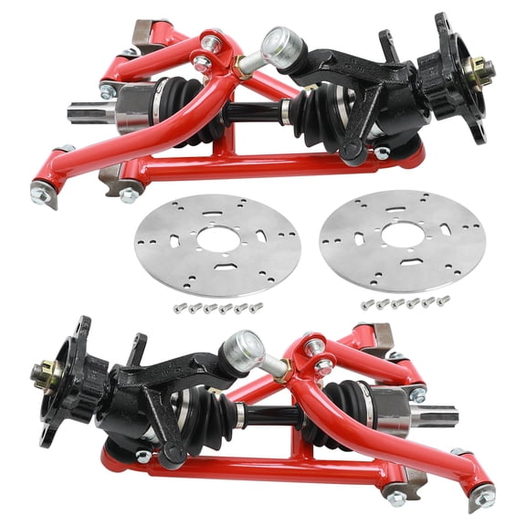 CV Axle Shaft Assembly & Front Suspension Shock Swing Arm Swingarm Kit & Tie Rod Ball Joint & Steering Spindle Knuckle & Brake Rotors for 4WD Front Drive Go kart ATV Quad Buggy UTV DIY Parts