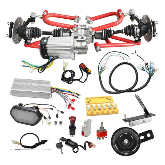 CV Axle Shaft Assembly & Front Suspension Swingarm Kit & 60V 2500W Brushless Motor Differential Controller for 4 Wheel/Front Drive Golf Cart Go Kart ATV Quad Buggy Lawn Mower