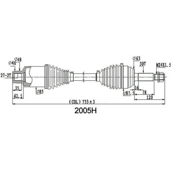 CV Axle Shaft-High Quality OE Style DSS 2005H fits 16-21 Tesla X Fits select: 2016-2017,2019-2021 TESLA MODEL X