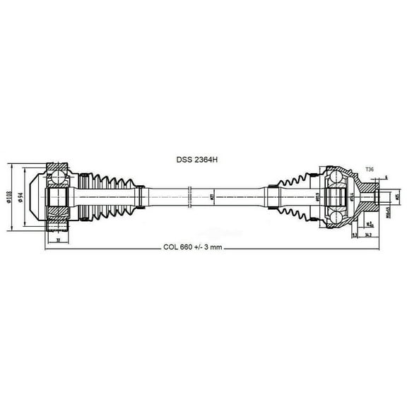 CV Axle Shaft-High Quality OE Style DSS 2364H Fits select: 2009-2015 AUDI Q5, 2012-2015 AUDI A6