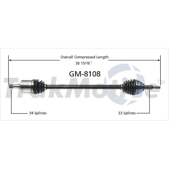 CV Axle Shaft-New Front/Rear-Right SurTrack GM-8108 Fits select: 1984-1988 PONTIAC FIERO, 1984-1987 CHEVROLET CELEBRITY