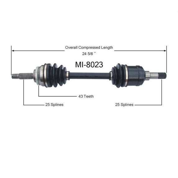 CV Drive Axle Shaft for 1995-2000 for Dodge for Avenger & for Sebring (8023MIMAC) - 3 Year Warranty