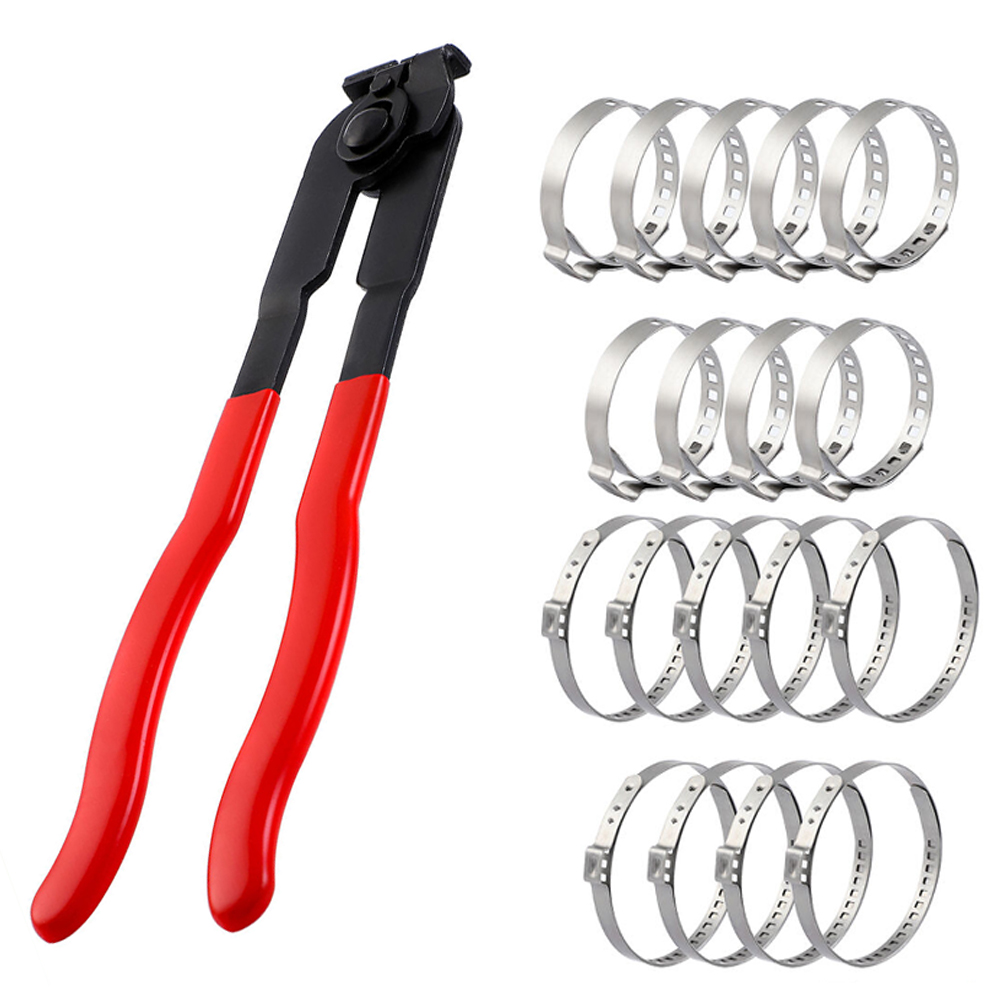 CV Joint Axle Boot Clamp Pliers Tool & 18 Pcs Crimp Bands Replace for