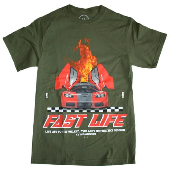 CV Los Angeles Fast Life Men's Graphic Print Short Sleeve T-Shirt (Medium)