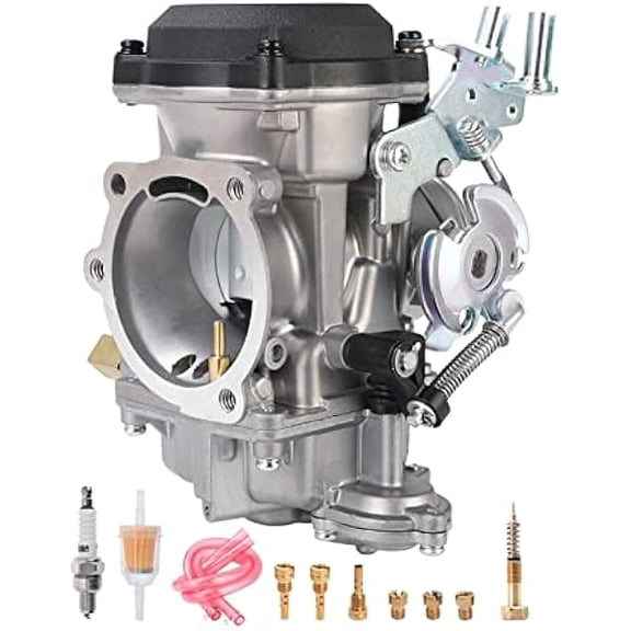 CV40 Carburetor Kit with Idle Mixture Screw, Jets Fuel Filter Spark Plug, Stable Idle & Smooth Throttle