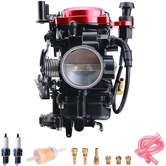 CV40 Carburetor with Choke Cable 27421-99, Red Cover, Stable Idle & Smooth Throttle