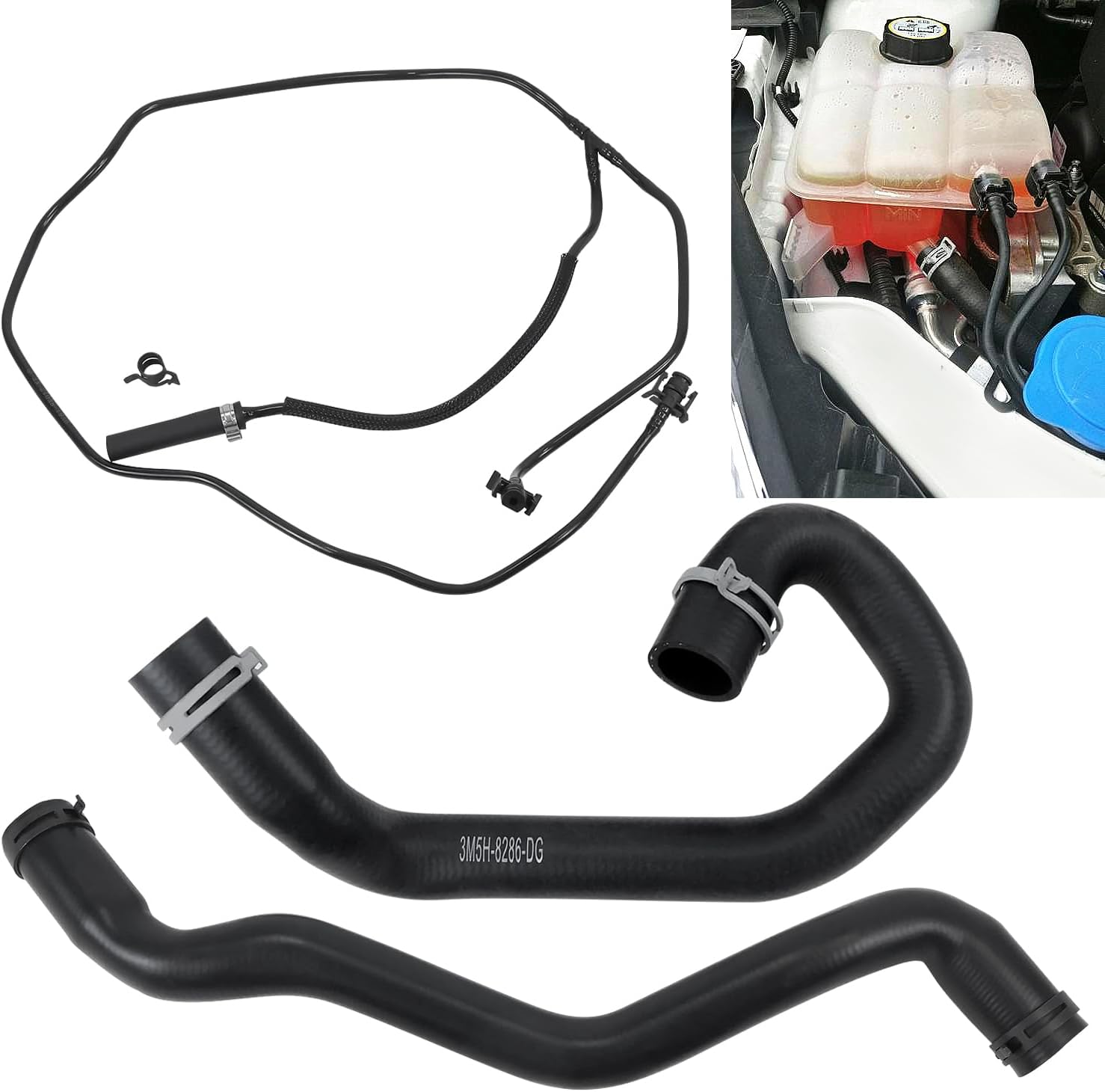 CV6Z-8286-K Lower Radiator Coolant Hose Tube Upper Radiator Coolant Reservoir Pipe And Radiator Reservoir Line For Ford Focus 2.0L 2012-2018 BV618K012KF CV6Z-8K012-K CV6Z8K012K