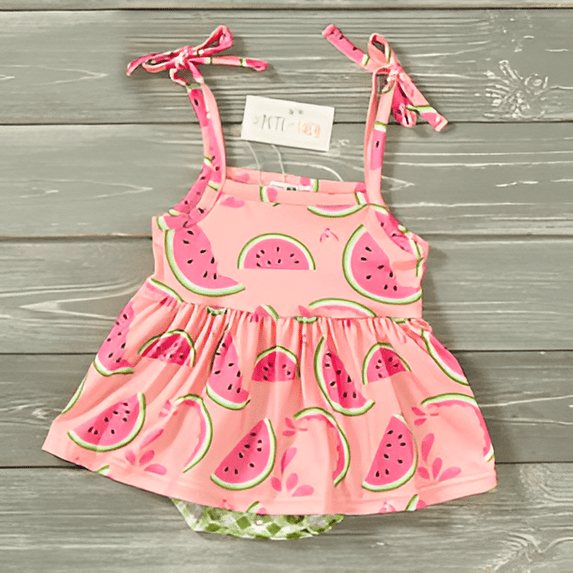 CVA Products Girls Summer Infant Romper Watermelon Picnic