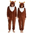 thumbnail image 1 of CVBCOS Adult Reindeer Unisex Christmas Costume Onesie Pajamas-Plush One Piece Cosplay Suit for Women and Men, 1 of 7