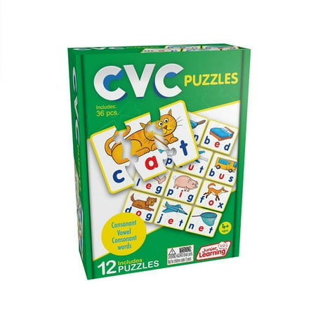 CVC Puzzles Junior Learning for Ages 4-5 Kindergarten Learning, Language Arts Letter Sounds, Perfect for Home School, Educational Resources