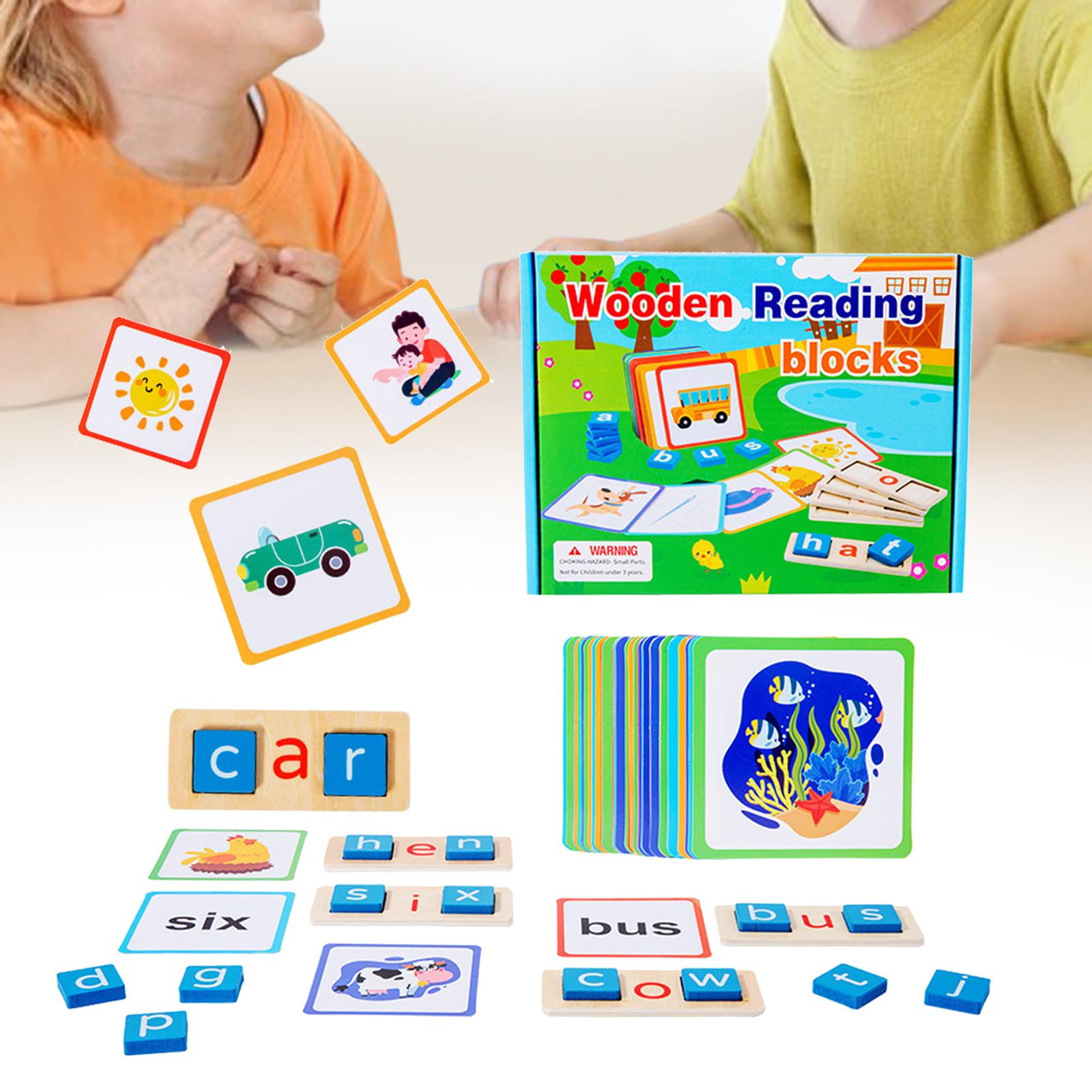CVC Words Builder See and Spell Learning Toy Wooden Reading Blocks