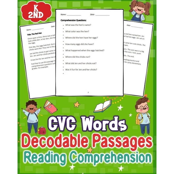 CVC Words Decodable Passages Kindergarten Reading Comprehension for K - 2nd: Enhance early literacy with engaging CVC wo, (Paperback)
