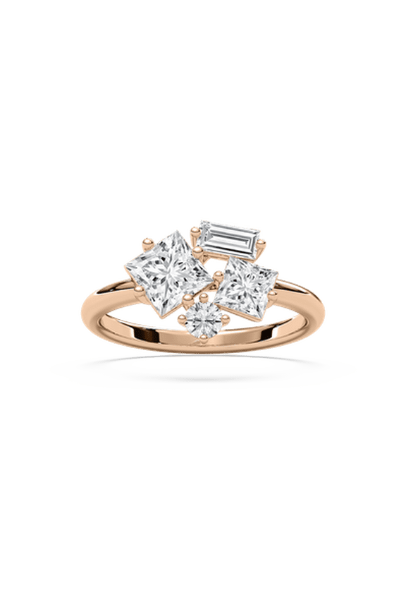 CVD Lab Grown Diamond Ring: 1.51ctw Duo Princess Diamond Band in 14K Rose Gold