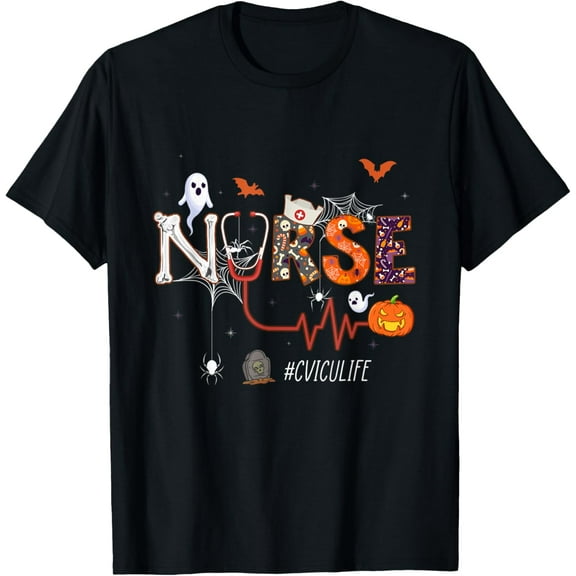 CVICU Nurse Pumpkin Halloween Cardiovascular ICU Nursing T-Shirt