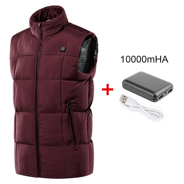 CVLIFE Electric Heated Jacket Vest Women Men Thermal Coat Warm Up Winter Outwear Waterproof Windproof Body Warmer USB Heating Pad with Power Bank(10000mAh)