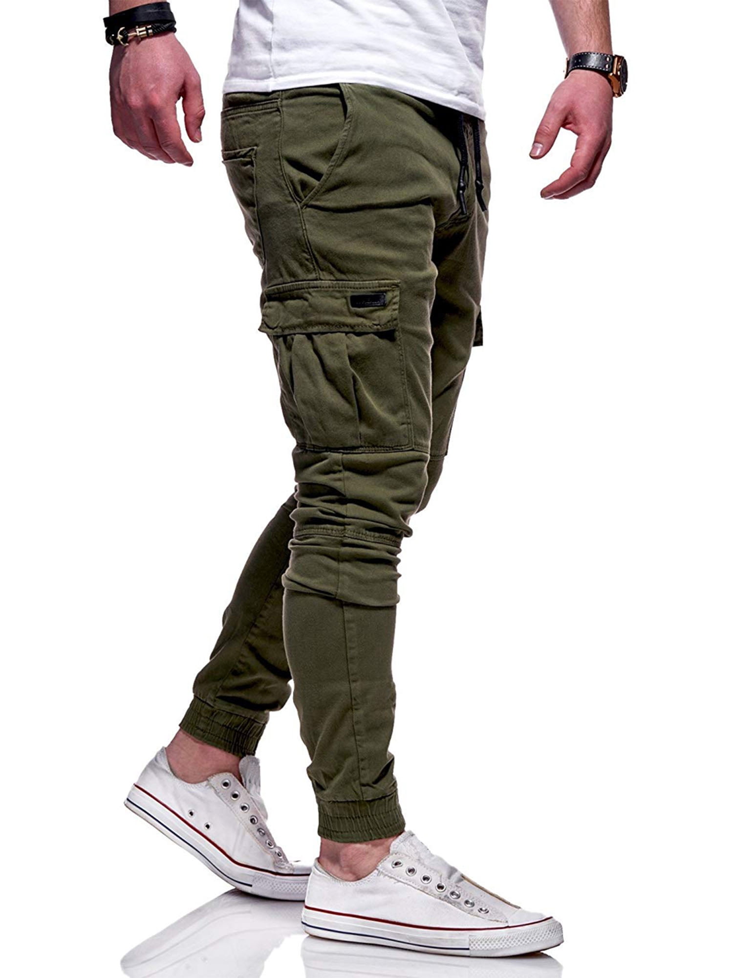 CVLIFE Men Comfort Stretch Cargo Pants Slim Fit Casual Jogger Pant Trousers Sweatpants  Workout Running Pants with Pockets Drawstring 