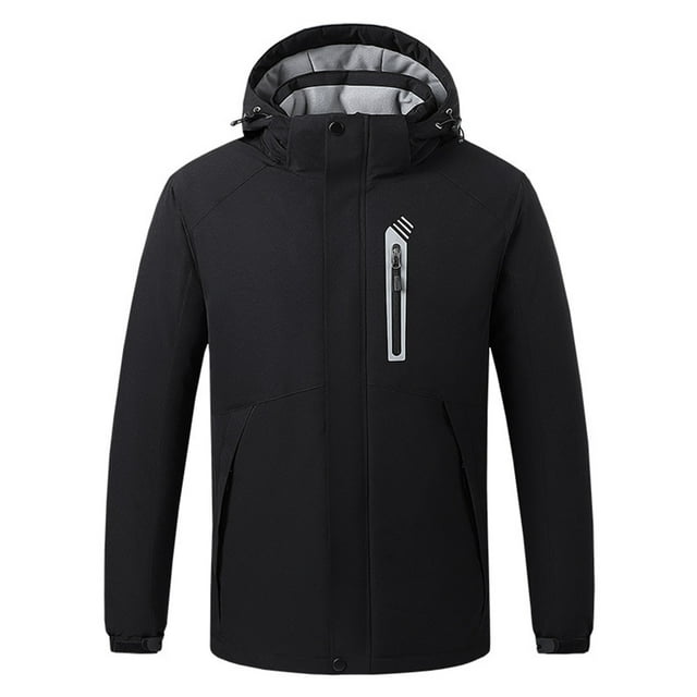 CVLIFE Men's Heated Jacket Full Zip with Detachable Hood (Power Bank is Not Included) Winter Body Warmer Unisex Women Lightweight Heating Coat Clothing