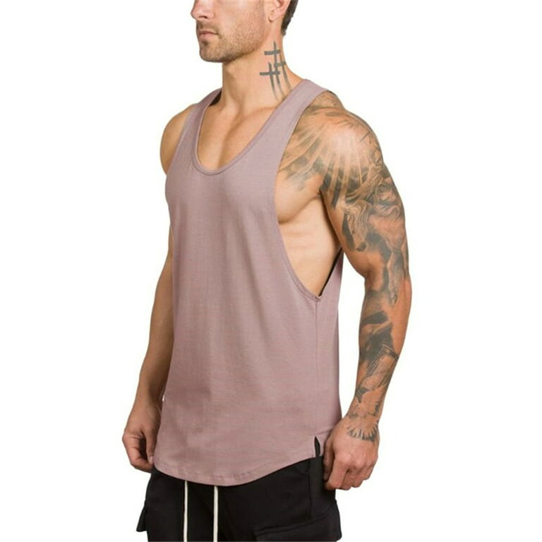 CVLIFE Mens Plus Size Muscle Cut off Sleeping Lounge Vest Gym