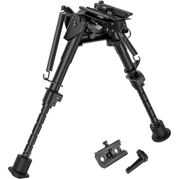SharpOptics Bipod, Pivot Tilt Bipod with Swivel-Stud & Detachable S Lock Lever for Stability , 6-9"