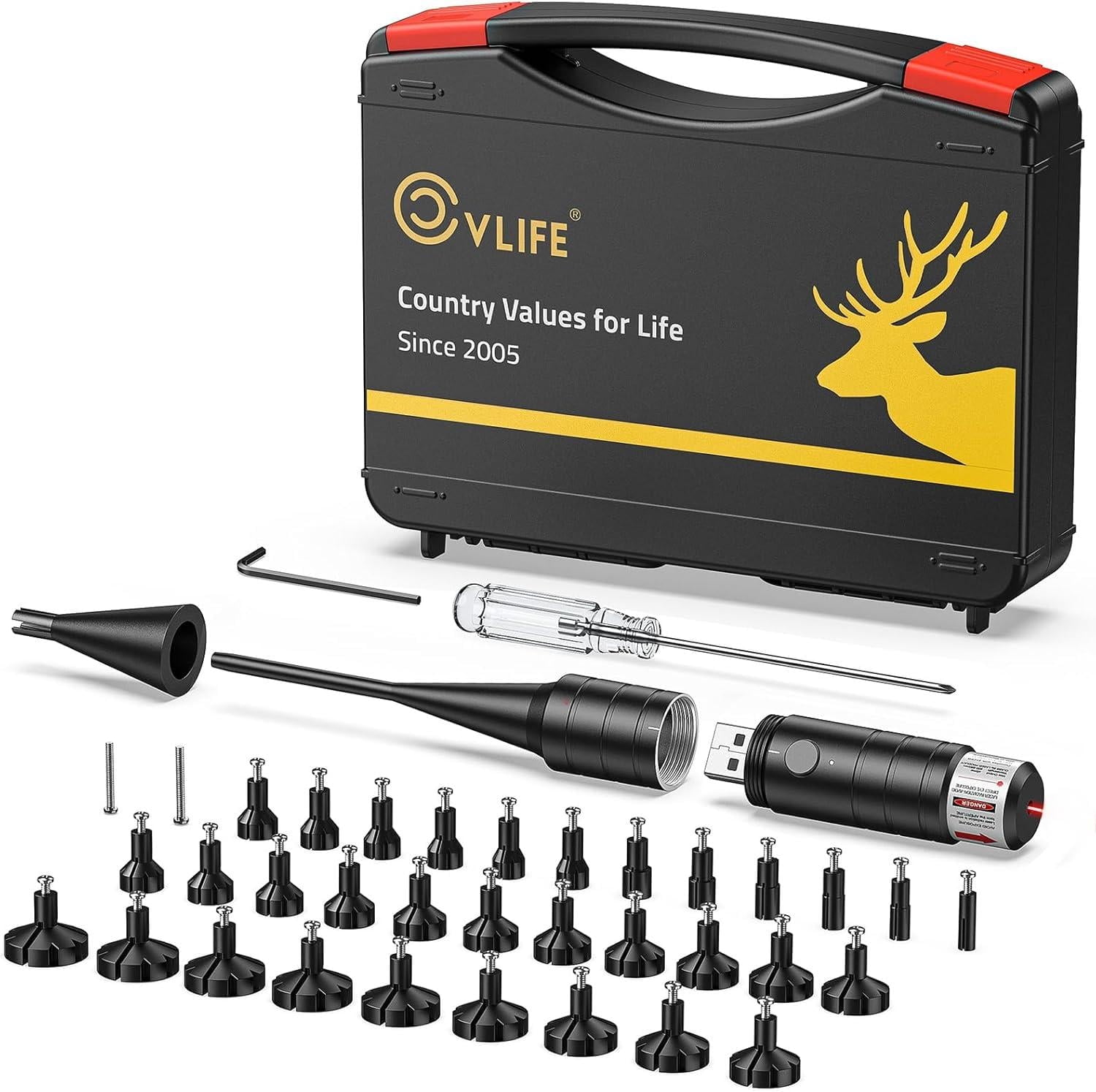 CVLIFE Rechargeable Bore Sighter Kit with 32 Adapters