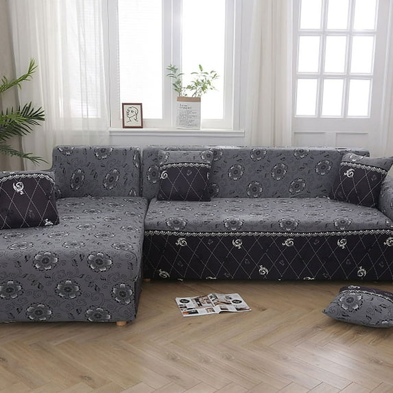 CVLIFE Sofa Printed Stretch Polyester Slipcover, Gray/White