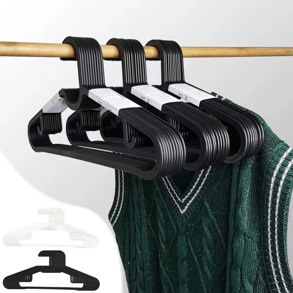 CVLNCYCLING 10-Pack Plastic Hangers, Non-Slip Rubberized, Non-Tracking, Multifunctional, for Everyday Use, Space Saving, Apartment Dorm
