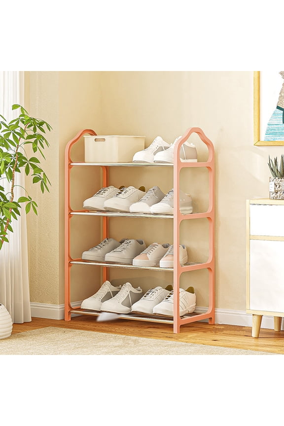 4-Tier Metal Shoe Rack, Sturdy Storage Organizer With Shelves, For Bedroom Closet Entry Dorm Room, Space Saving Stackable Solution, Home Use Daily Organization