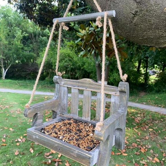 CVLNCYCLING Bird Feeders Clearance,Outdoor Wooden Bird Feeder Automatic Hanging Pet Chair Feeder Balcony Villa Garden Hummingbird Feeders for Small Birds,Outdoors Hanging Outside,Garden,Yard,Patio