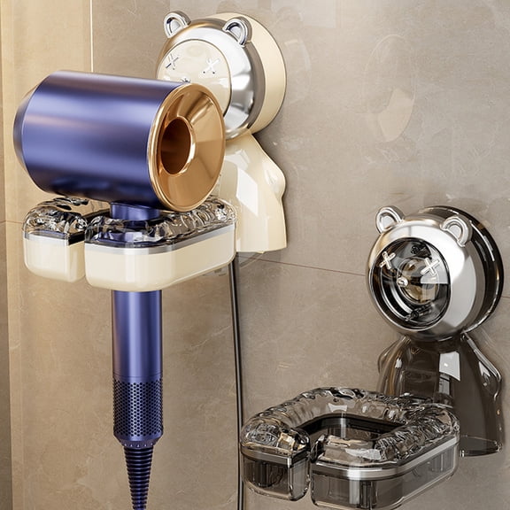 CVLNCYCLING Clearance Shower Caddy Suction Cup,Hair Dryer Holder Wall Mount,No Drilling Hair Dryer Storage Rack,Wall Mounted Power Cord Storage Wind Duct Bracket
