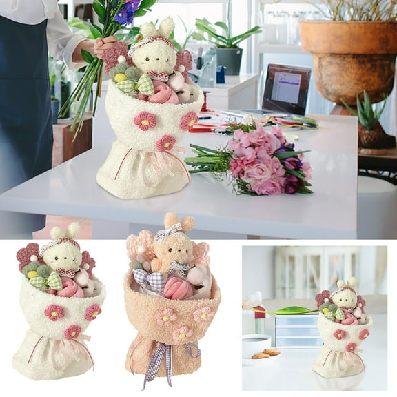 CVLNCYCLING Finished Doll Bouquet Plush Stuffed Doll Flower Bouquet Gift Cute Girl Birthday Present Mother's Day Gift for Mom Grandma Baby Shower Nursery Decor