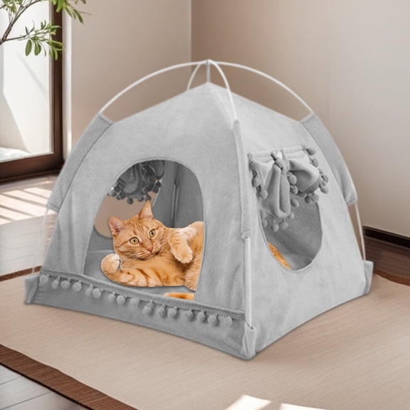 CVLNCYCLING Foldable Washable Pet Tent Nest, All Season Dog Cat Bed, Semi Enclosed Cat Hut Yurt, Indoor Cozy Mat, Small Dogs