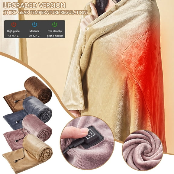 CVLNCYCLING Heated Blanket Throw,Winter Soft Flannel Electric Blanket ,USB Flannel Blanket Heating Low Voltage Mattress Non Leakage Blanket Third Gear Temperature Regulation 140x85cm
