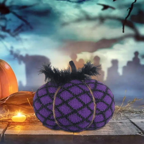 CVLNCYCLING Knitted Halloween Ornaments, Wool Pumpkin Props Set, Holiday Party Tabletop Decor, Spooky Home Accent Display, Festive