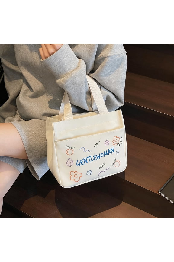 Korean Style Canvas Tote Bag for Women, Clean Fresh Casual Handbag, Large Capacity Commuter Lunch Bag, All-match Everyday Purse, Mother's Day Gift