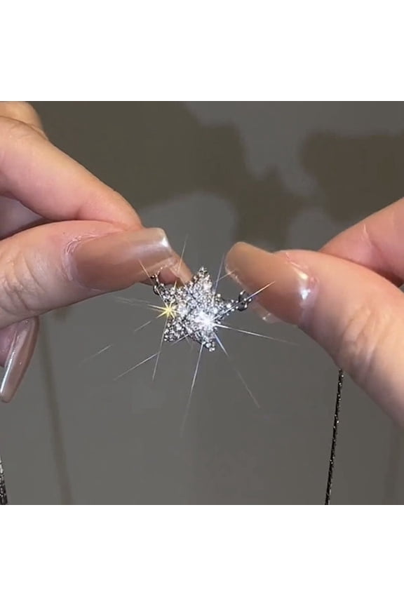 Magnetic Layered Necklace Sparkling Cold Metal Inlaid Round Crystals Multi-Layer Magnet Necklace Elegant Collarbone Chain Women's Jewelry Mom Gift Mother's Day