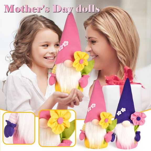 CVLNCYCLING Mother's Day Floral Faceless Doll Standing Decoration Handmade Cloth Doll with Flower Accent Bedroom Living Room Desktop Shelf Mantel Decor Gift for Mom Grandma