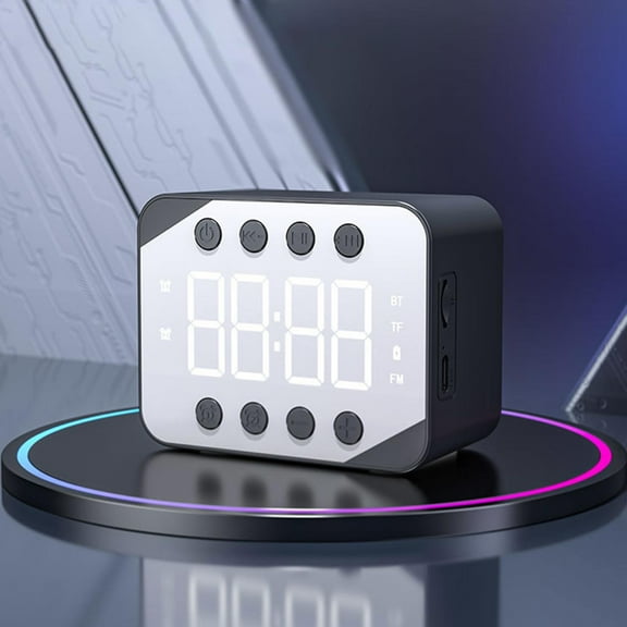 CVLNCYCLING Multi Mirror Bluetooth Speaker Clock, FM Radio Card Insertion, Dual Alarm for Desktop, Small Audio