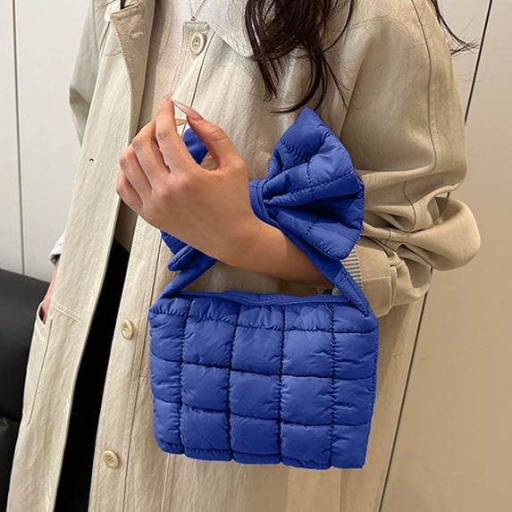 CVLNCYCLING Pleated Bow Detail Shoulder Bag for Women, Solid Color Crossbody Handbag, Elegant Casual Purse, Trendy Everyday Accessory, Mother's Day Gift for Mom
