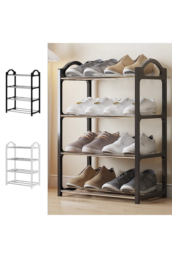 Shoe Organizer,Shoe Racks Clearance,4-Tier Metal Shoe Rack Container,Shoe Storage & Organizers,Shoe Cabinet with Handrail for Entryway,Dormitory,Bedroom,Living Room