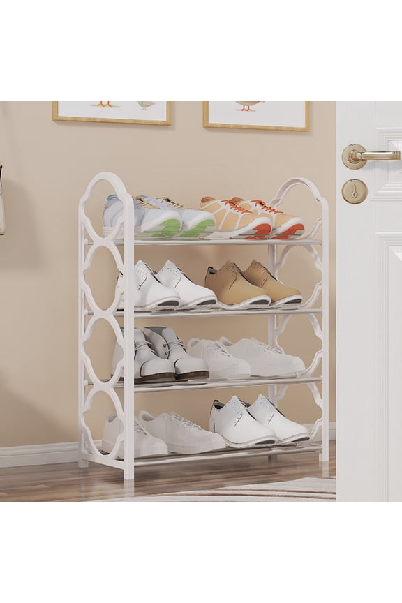 Shoe Rack,Shoe Rack Organizer,4-Tiers Metal Shoe Rack Container,Shoe Rack for Front Door Entrance for Entryway,Dormitory,Bedroom,Living Room