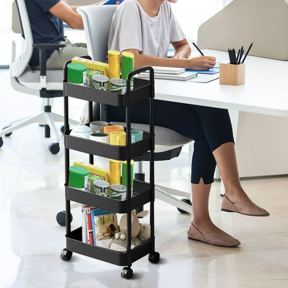 CVLNCYCLING Shower Caddy Shower Organizer Bathroom Shower Shelves,Corner Shower Caddy,4-Tier Rolling Storage Cart with Wheels for Bathroom,Kitchen,Countertop