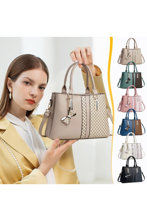Soft Leather Patchwork Tote Bag for Women, Large Capacity Elegant Handbag, Multi-layer Purse with Pockets, Versatile Messenger Bag, Mother's Day Gift