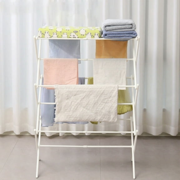 CVLNCYCLING Telescopic Folding Drying Rack, Pull Wide Telescopic Towel Rack Floor Stand, Household Simplistic Floor Drying Rod for Laundry Room, Space Saving Clothes Hanger
